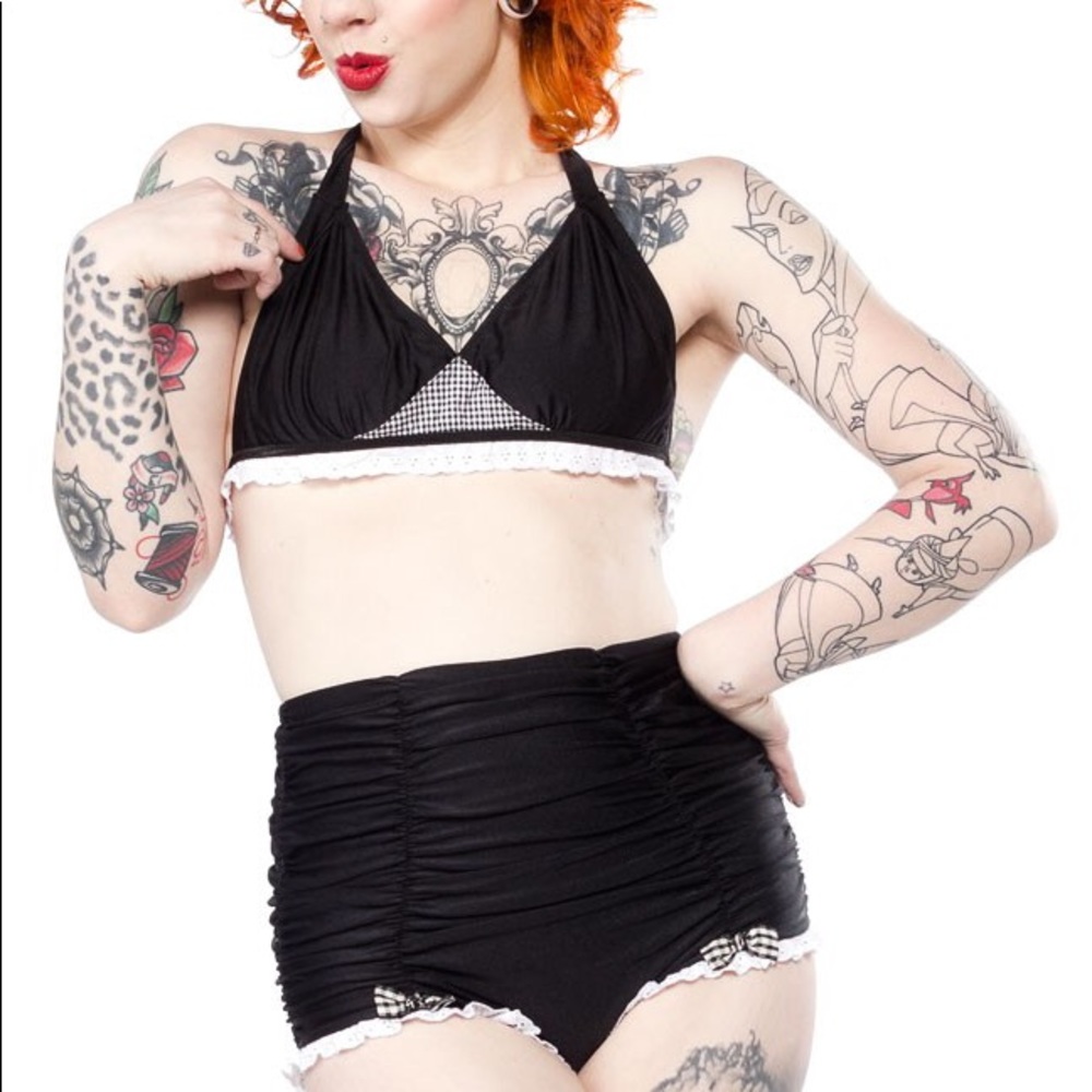 NWT Lucy B Black Gingham Bikini Pinup